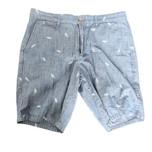 Johnnie-O Mens Shorts Size 32‎ Blue Hula Dancer Print Casual Chino Summer